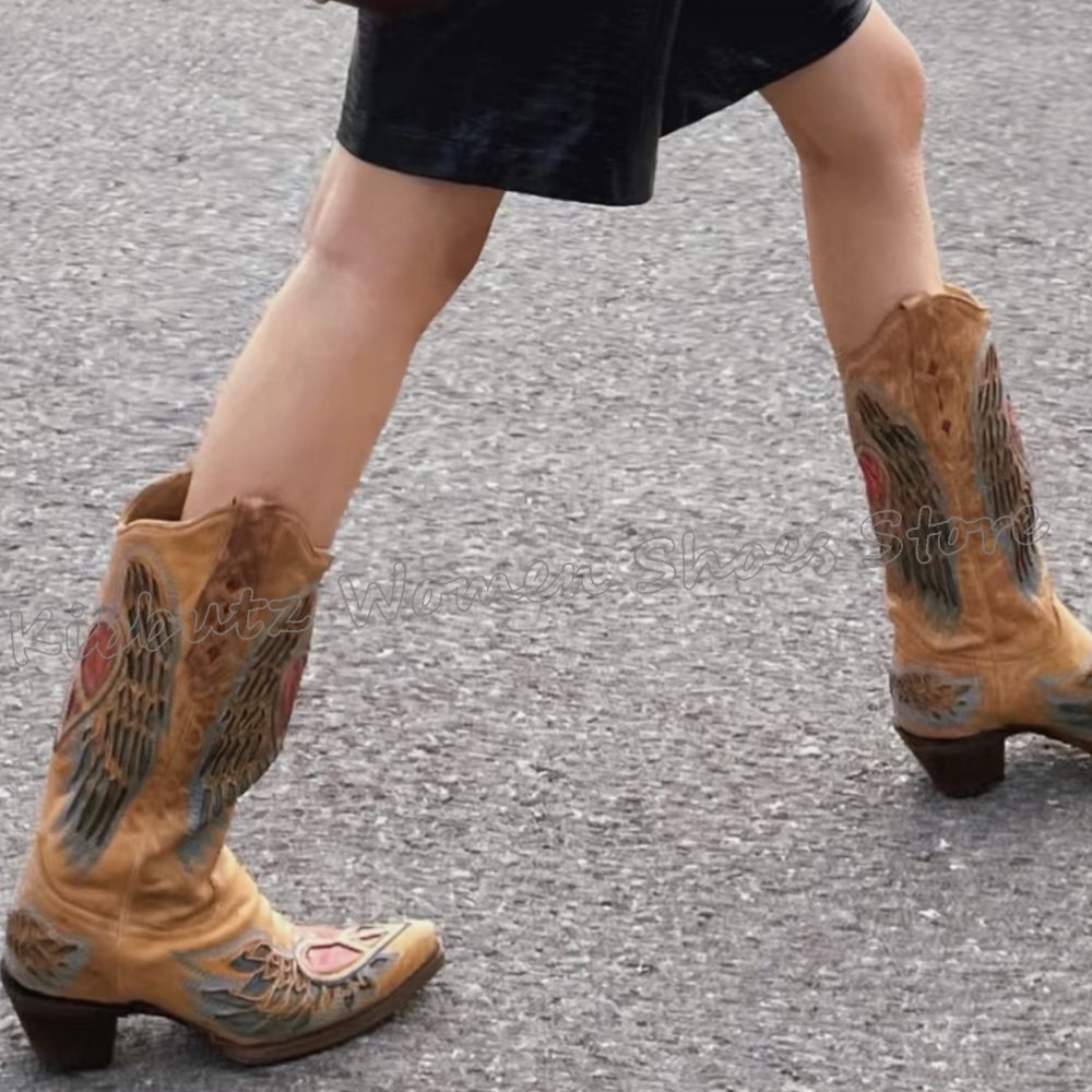 Vintage Fashion Heels - Embroidered Cowboy Western Boots Knee High