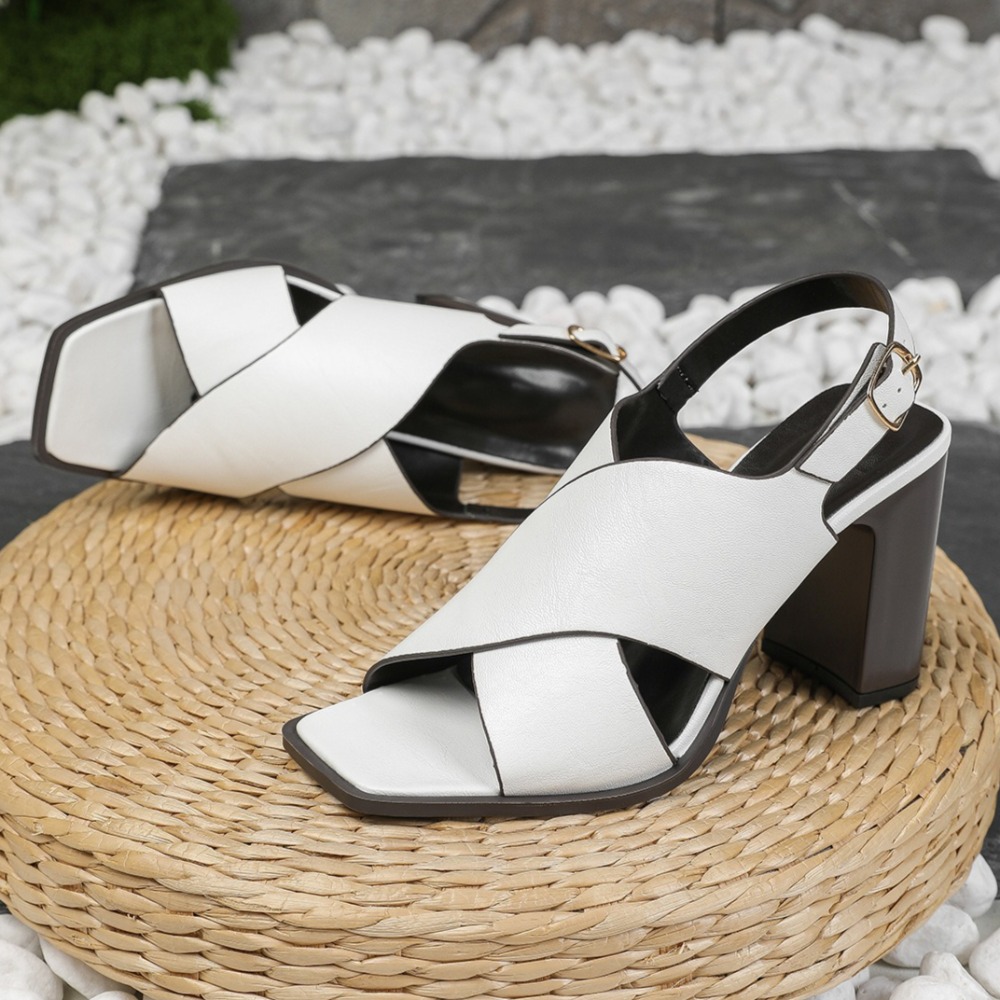 Vintage Fashion Heels - Women Sandals Vintage Square Head Cross