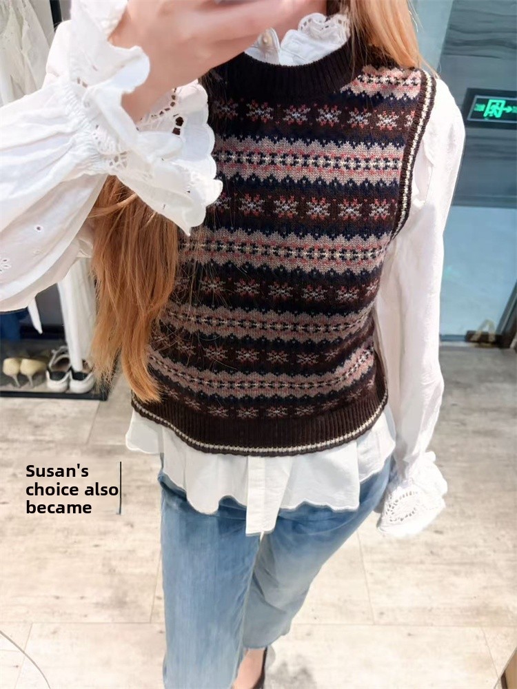 Vintage Fashion Faire - Susan Knitted Vest Women's round Neck