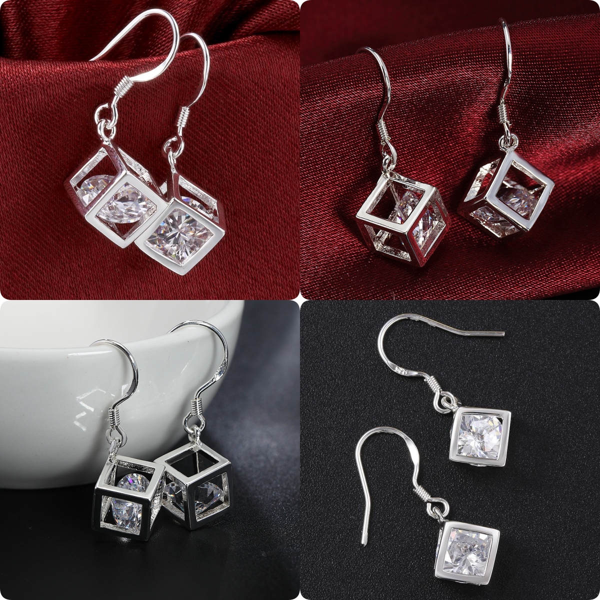 Vintage Fashion Center - charms 925 Sterling Silver romantic Crystal