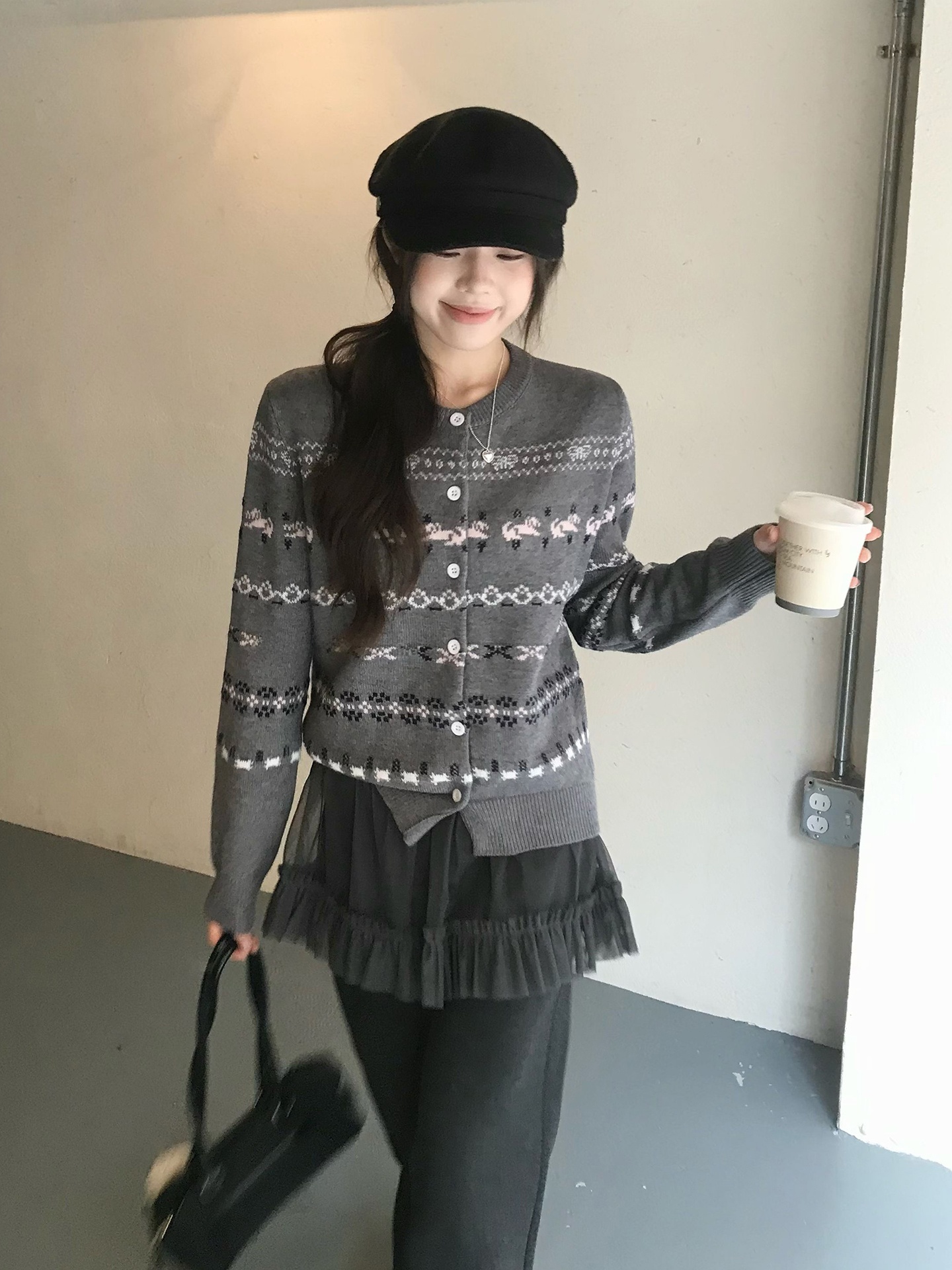 Gray Vintage Fair Isle Knitted - Vintage Fashion Faire recensie en prijs