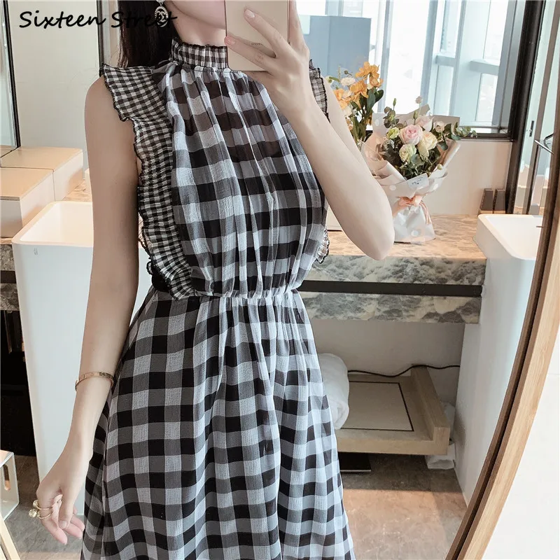 Plaid Sleeveless Dress for Wom - Vintage Fashion Runway recensie en prijs