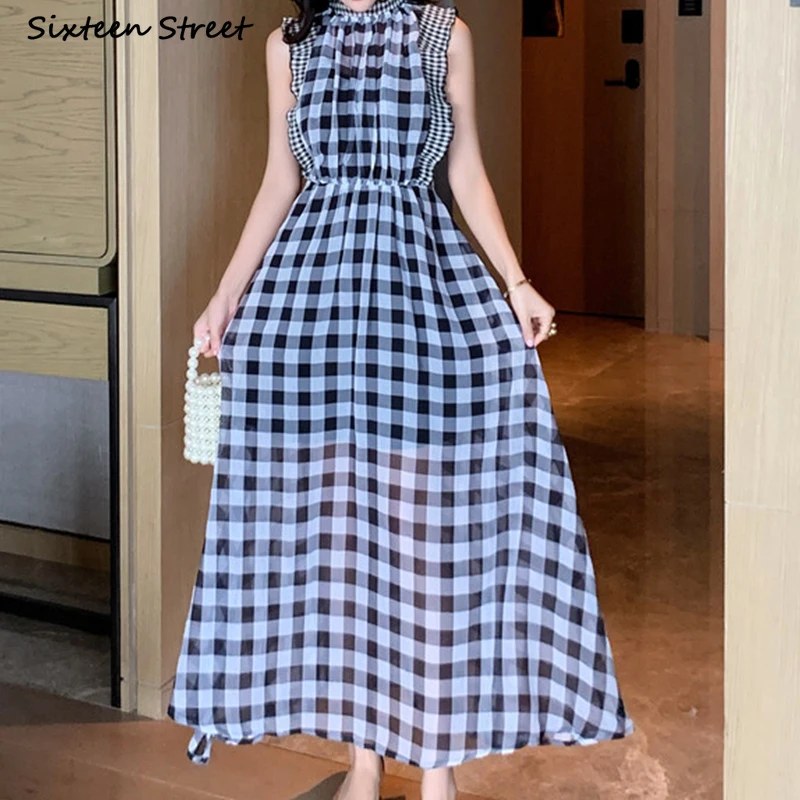 Plaid Sleeveless Dress for Wom - Vintage Fashion Runway recensie en prijs