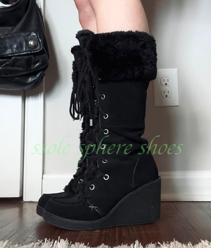 Lady Black Suede Fur Warm Knee - Vintage Fashion Heels recensie en prijs