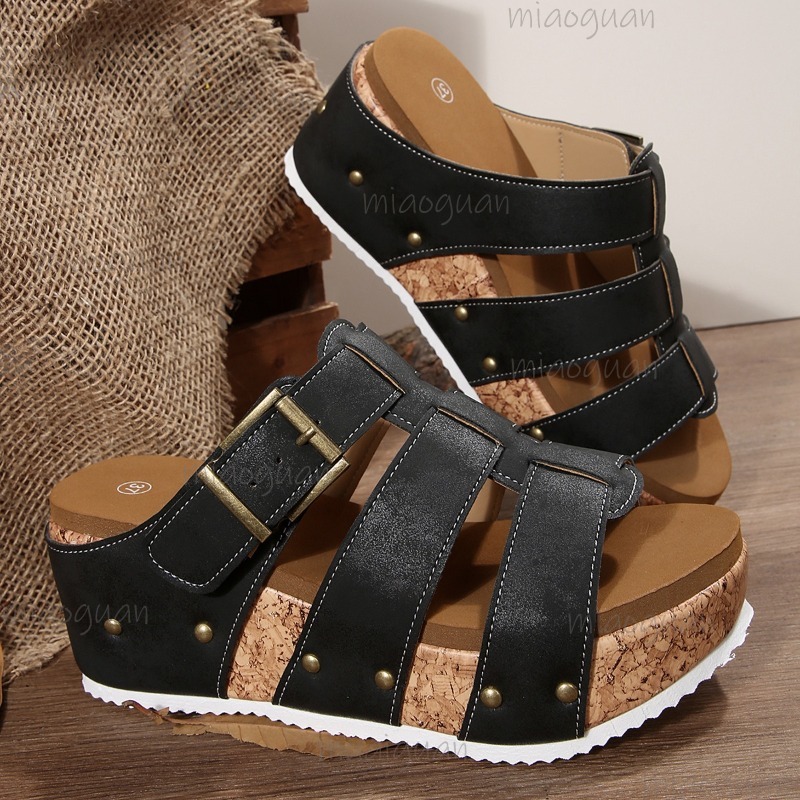 Vintage Buckle Strap Wedge Sli - Vintage Outdoor Fashion recensie en prijs