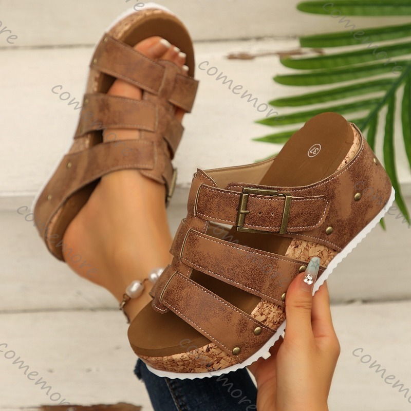 Vintage Buckle Strap Wedge Sli - Vintage Outdoor Fashion recensie en prijs