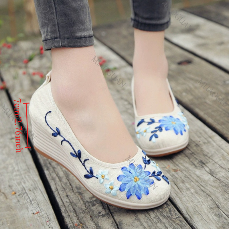 Embroidered Women Comfort Wedg - Vintage Fashion Heels recensie en prijs