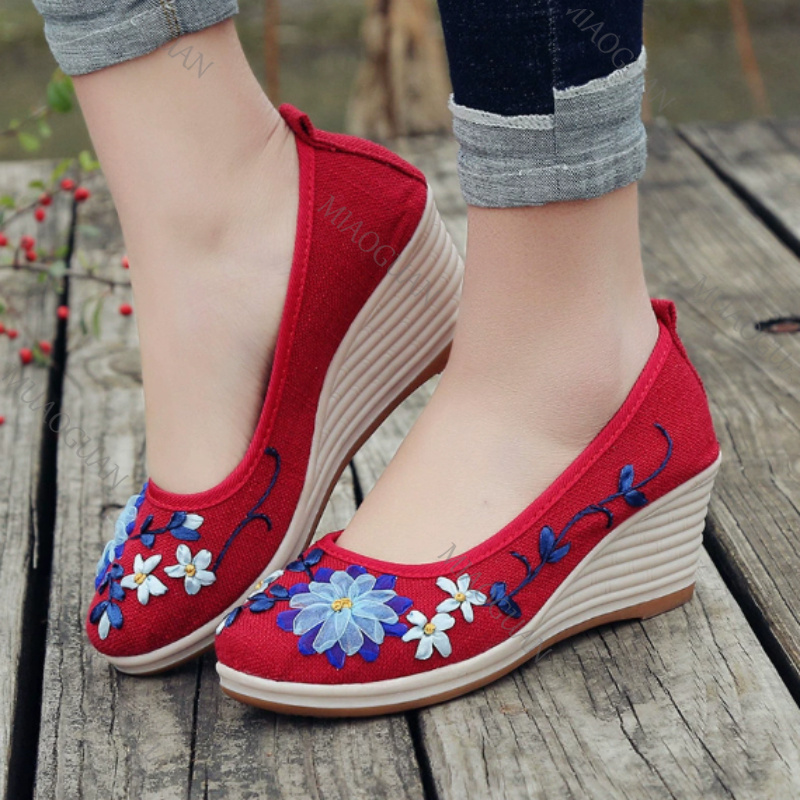 Embroidered Women Comfort Wedg - Vintage Fashion Heels recensie en prijs