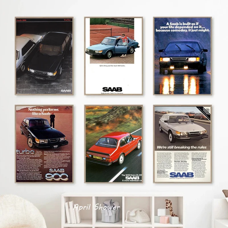 Classic Vintage Saab 900 Turbo - Vintage Fashion Prints For Wall recensie en prijs