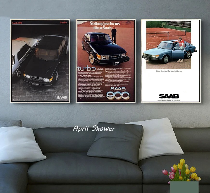 Classic Vintage Saab 900 Turbo - Vintage Fashion Prints For Wall recensie en prijs