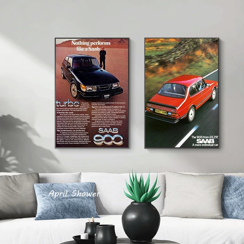 Classic Vintage Saab 900 Turbo - Vintage Fashion Prints For Wall recensie en prijs