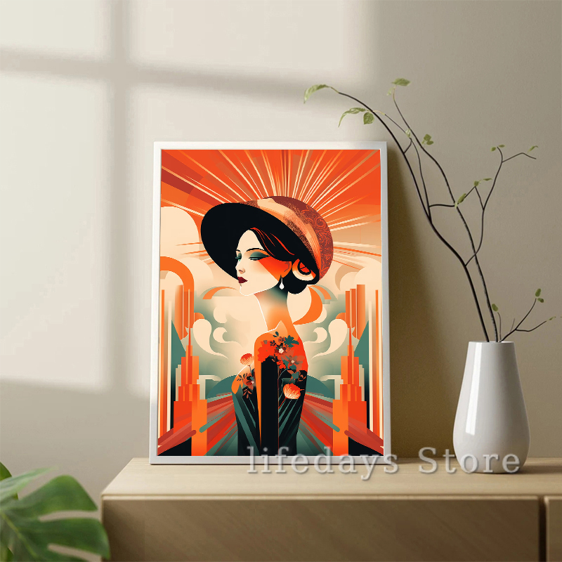 Vintage Art Deco Women Portrai - Vintage Fashion Prints For Wall recensie en prijs