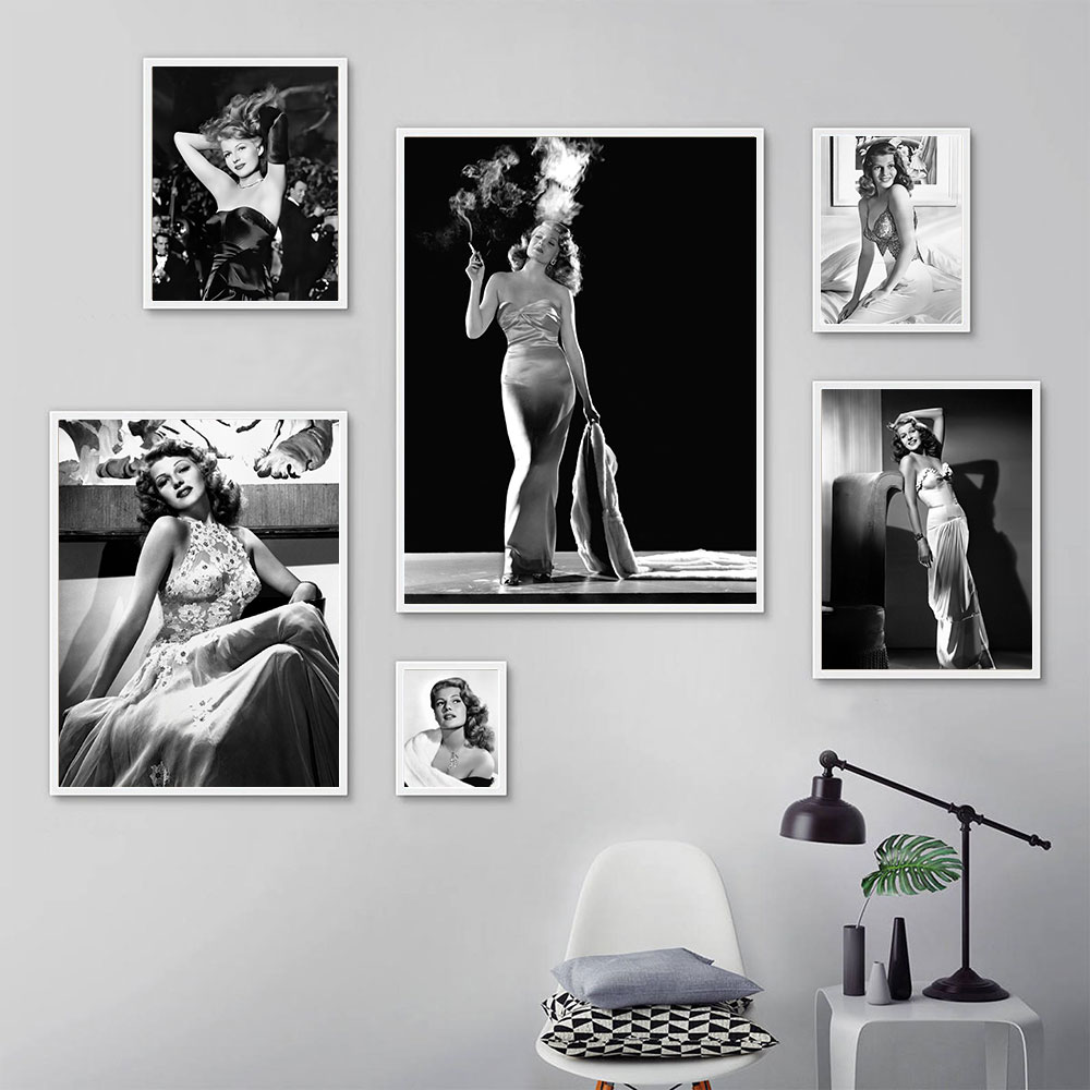 Rita Hayworth Poster,Black and - Vintage Fashion Prints For Wall recensie en prijs